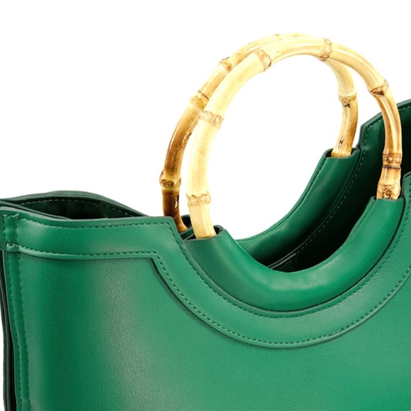 Brand New Dune Distinguish Bamboo Handle Satchel Green Large - Picture 6 of 7
